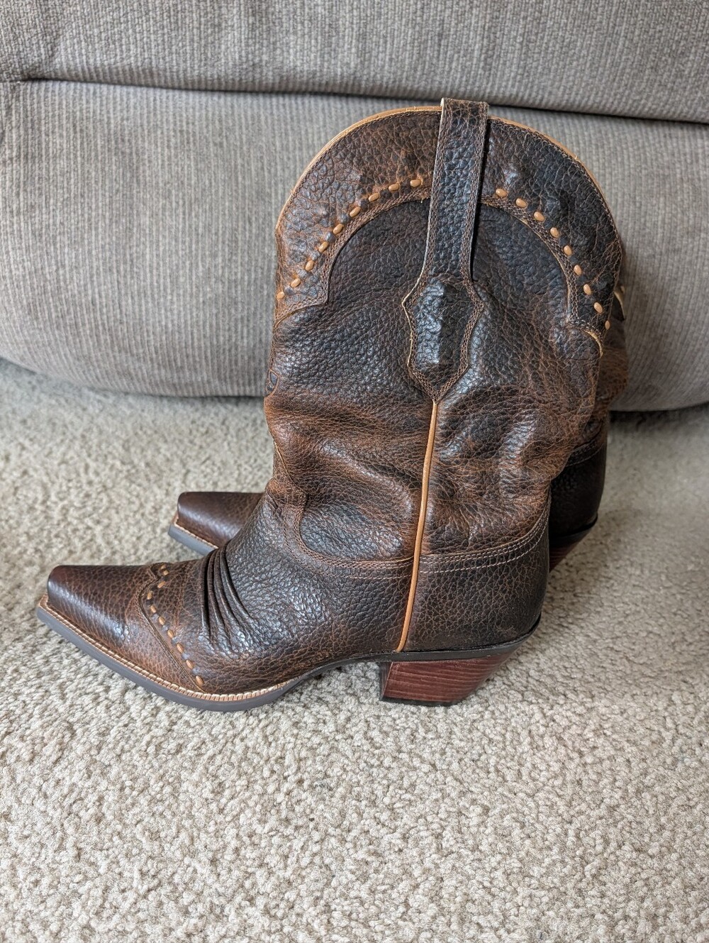Ariat Dark Brown Leather Western Boot Accent